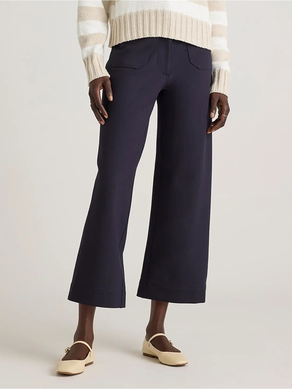 Quince Ultra-Stretch Ponte Cropped Wide Leg Pant 14 - Regular